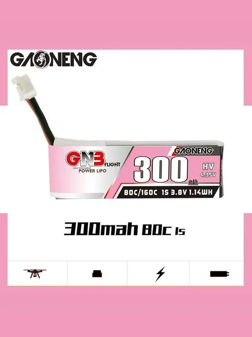 300 mAh 3.8V 1S1P 80C PH2.0